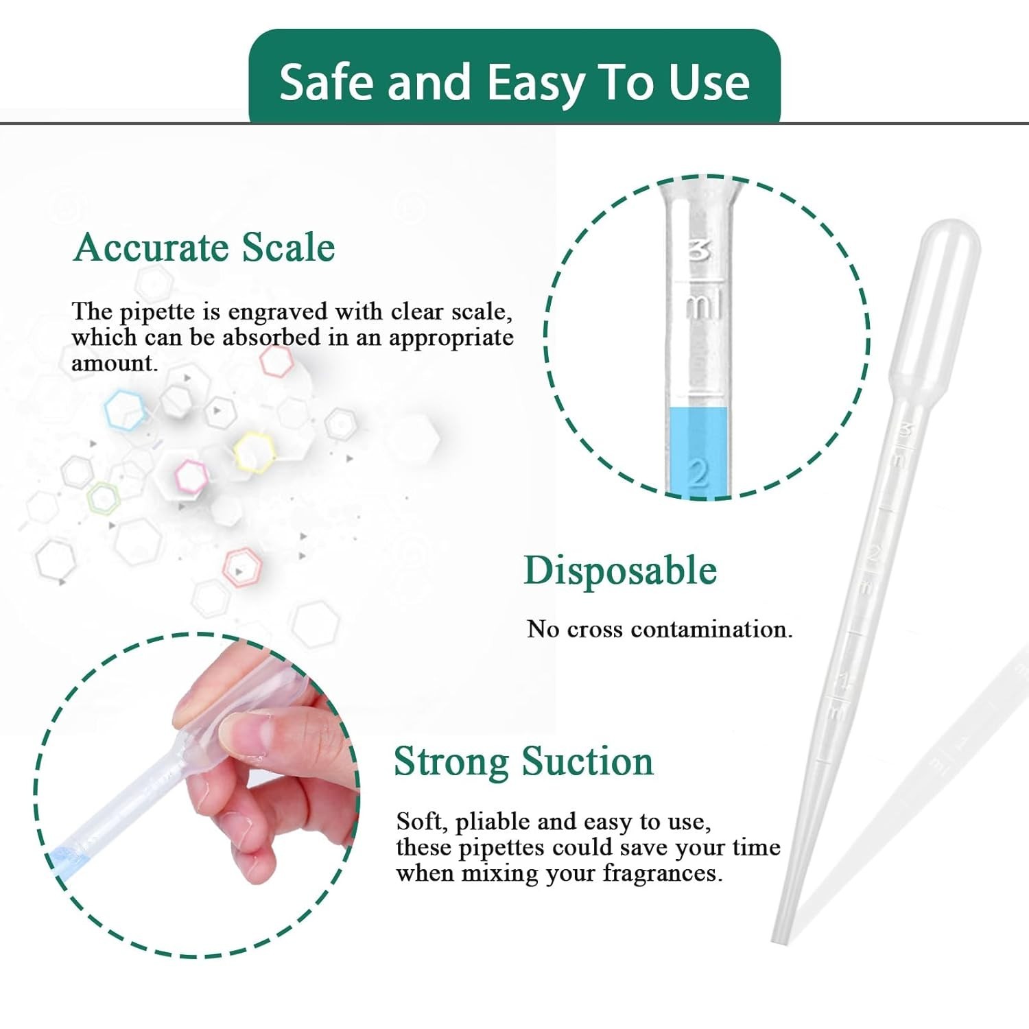 Precision 3ml Disposable Plastic Pipettes – 15 Non-Toxic Droppers for Safe Use