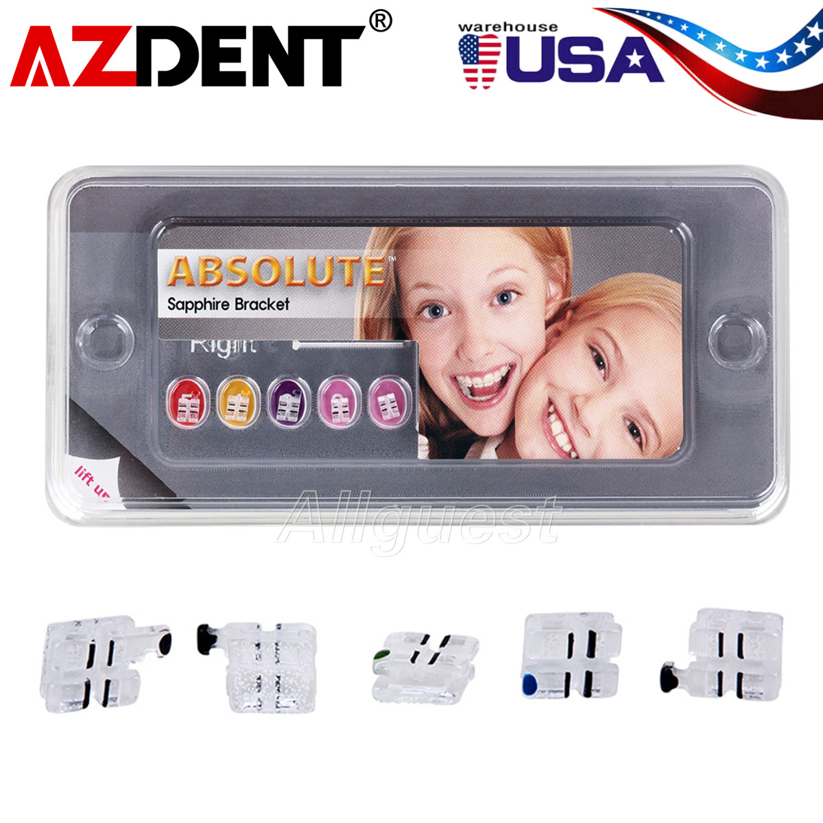 Dental Orthodontic Sapphire Ceramic Brackets Braces MBT.022 Hooks 345 USA