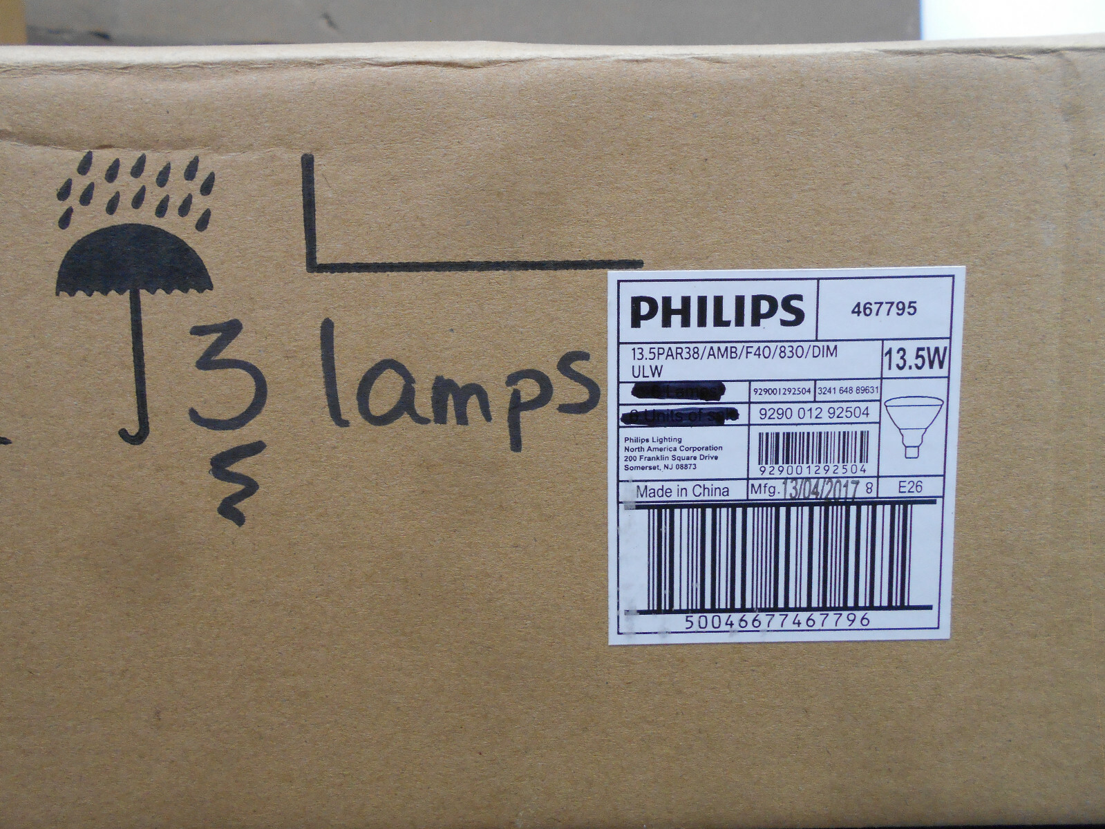 BOX OF 3 PHILIPS 467795 13.5W 950 LUMENS LED INDOOR/OUTDOOR LAMP BULBS