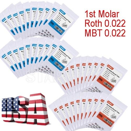 AZDENT Tubos bucales adheribles de ortodoncia dental 1er molar MBT Roth 022 018