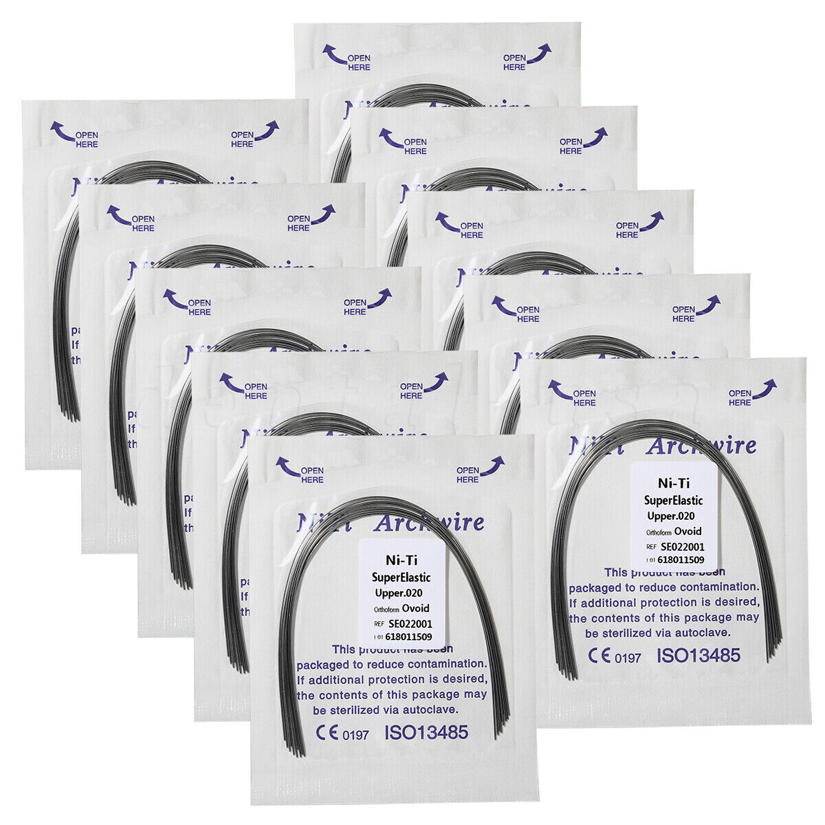 10 pcs/bag Dental Orthodontic Super Elastic Niti Arch Wire Round Ovoid Form