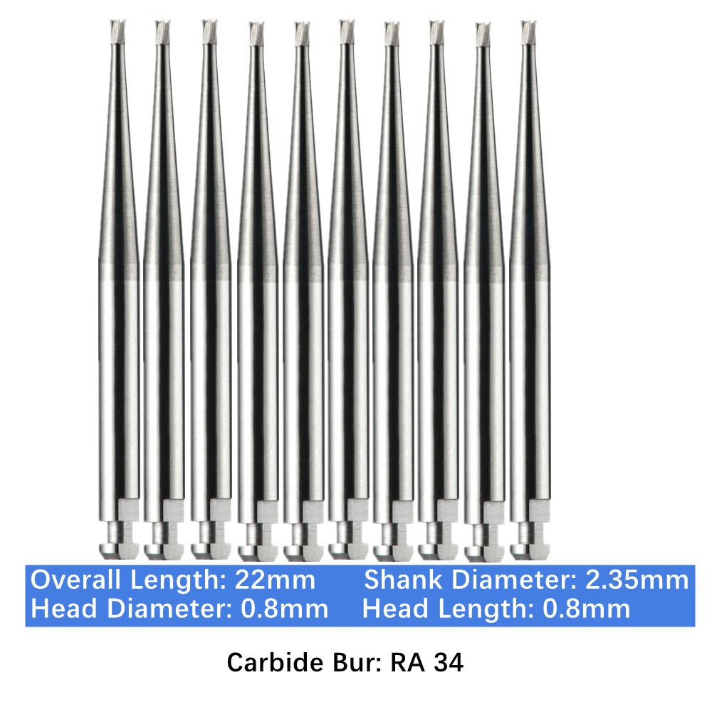 Vakker 10PC Dental Low Speed Carbide Burs Tungsten Latch Type LA RA SURG Bur
