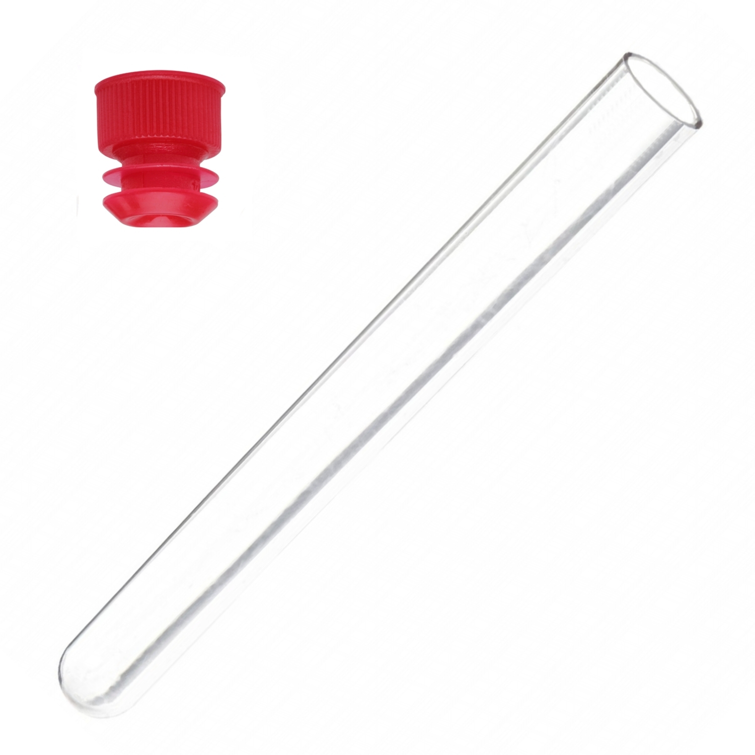 50 Pack, 12 x 75 mm, Clear Plastic Test Tubes with Red Caps