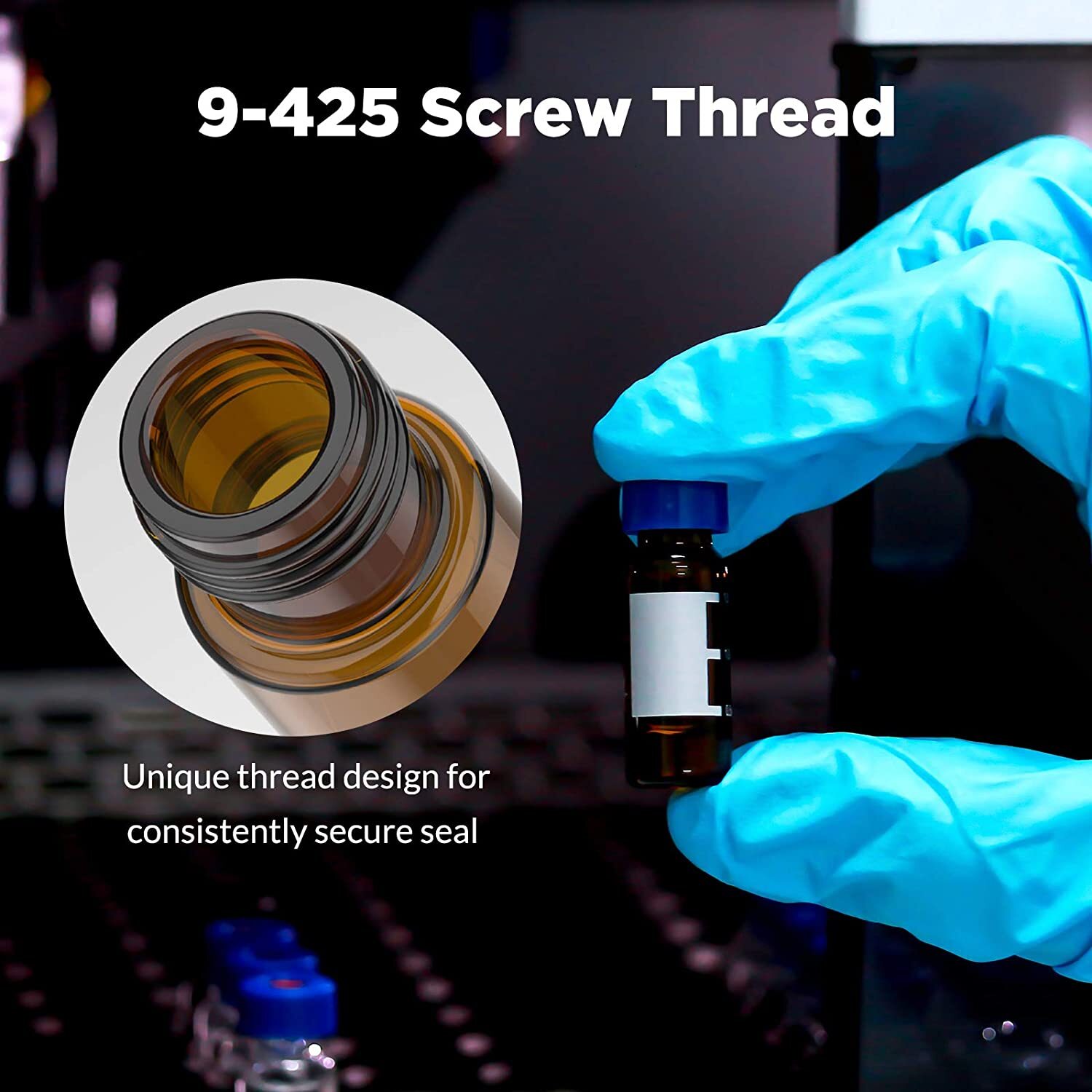 HPLC 2mL Autosampler Amber/Clear Glass Vials, 9mm Screw Caps PTFE/Silicone