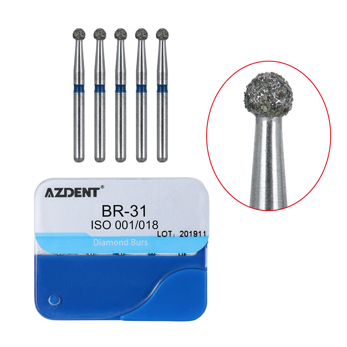 100pcs 20 tipos Fresas de diamante medianas dentales de alta velocidad FG1.6 MM