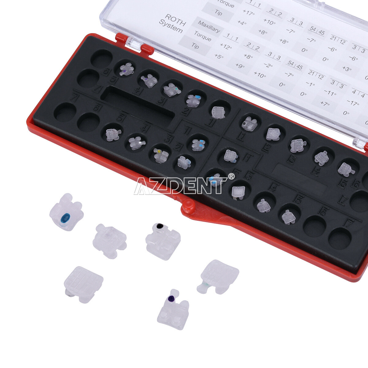 10 Packs AZDENT Dental Orthodontic Ceramic Brackets Braces 5*5 MBT.022 Hooks 345