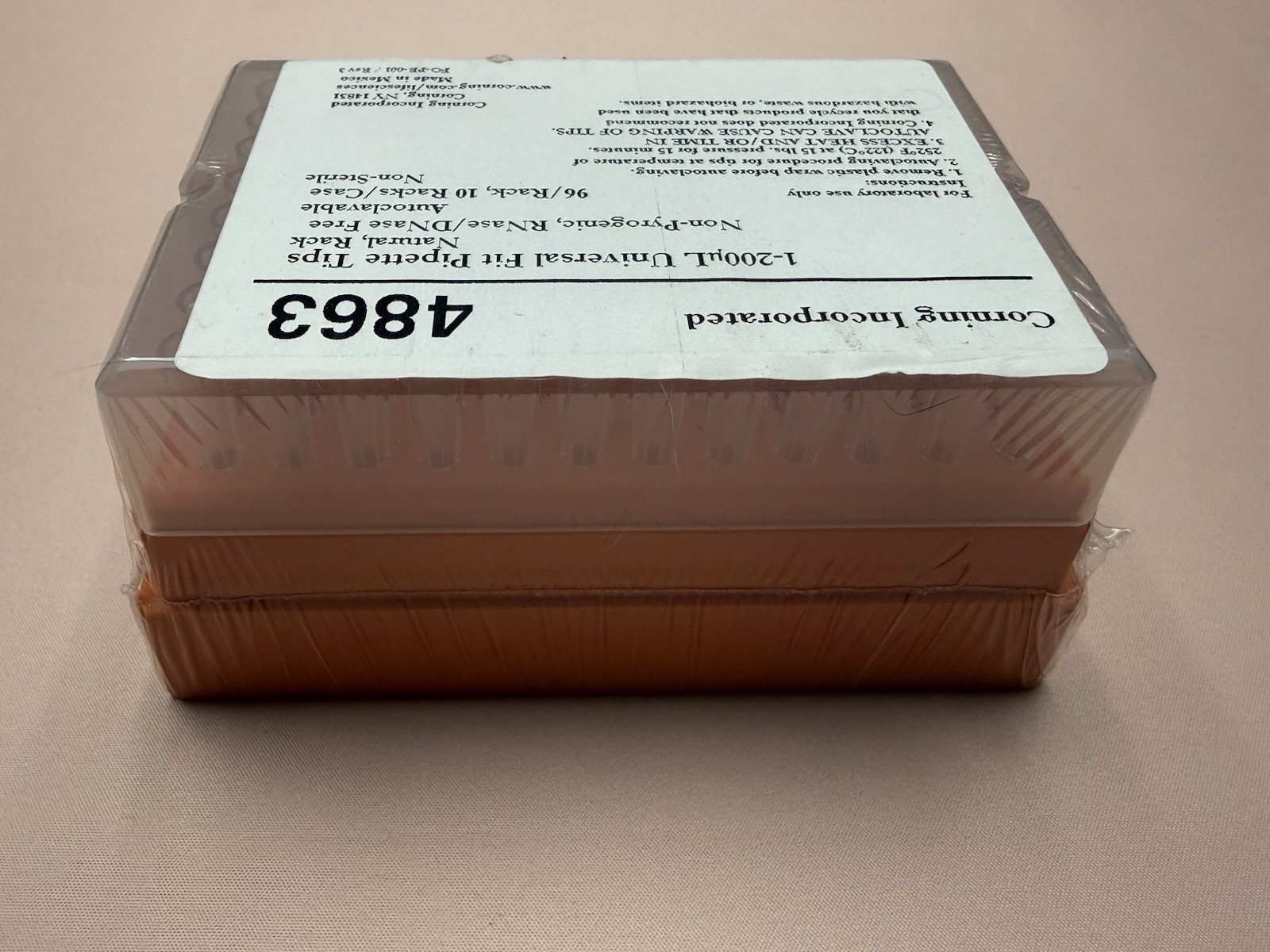 Corning 4863 Universal Pipette Tips 1-200µL 96/Rack RNase DNase Free Sealed