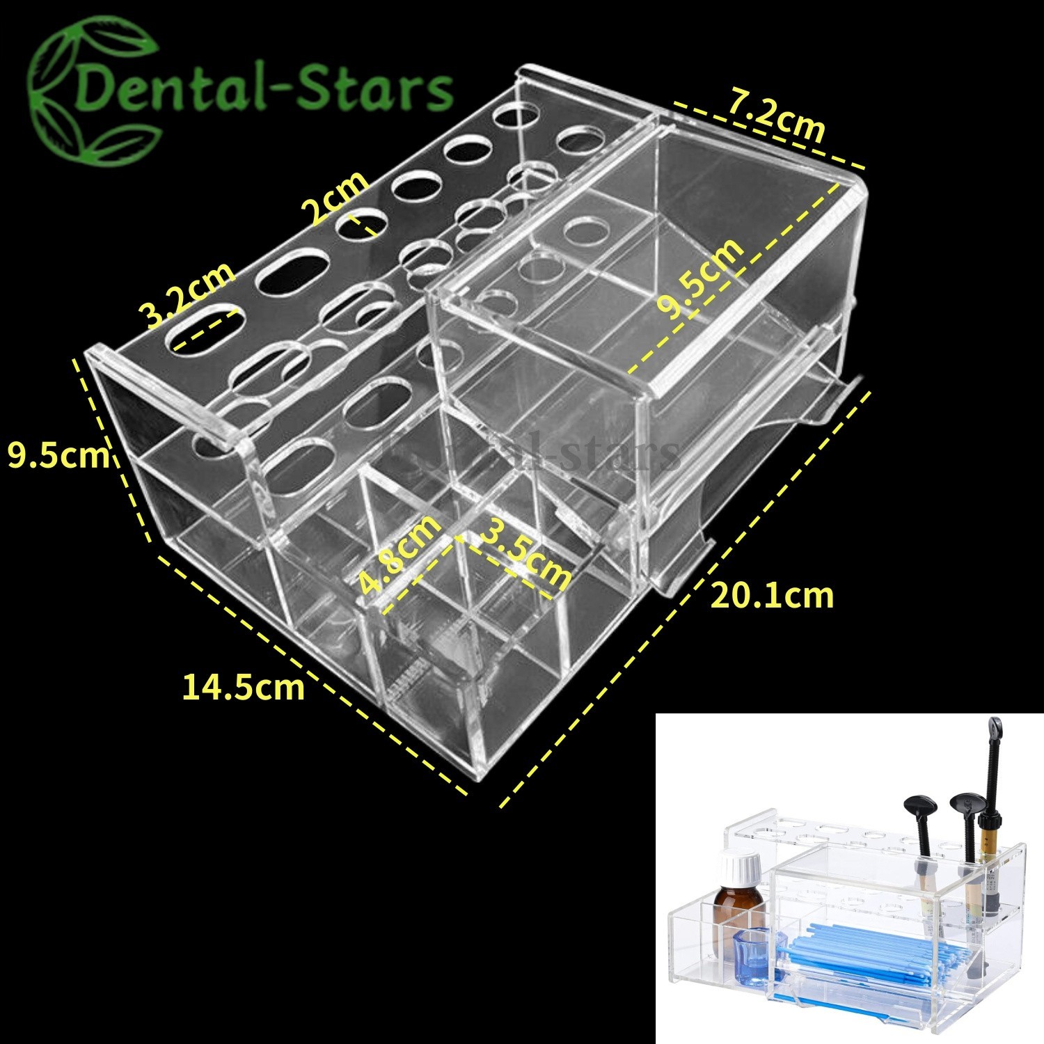 Dental Composite Syringe Acrylic Organizer Holder Resin Applicator Adhesive Rack