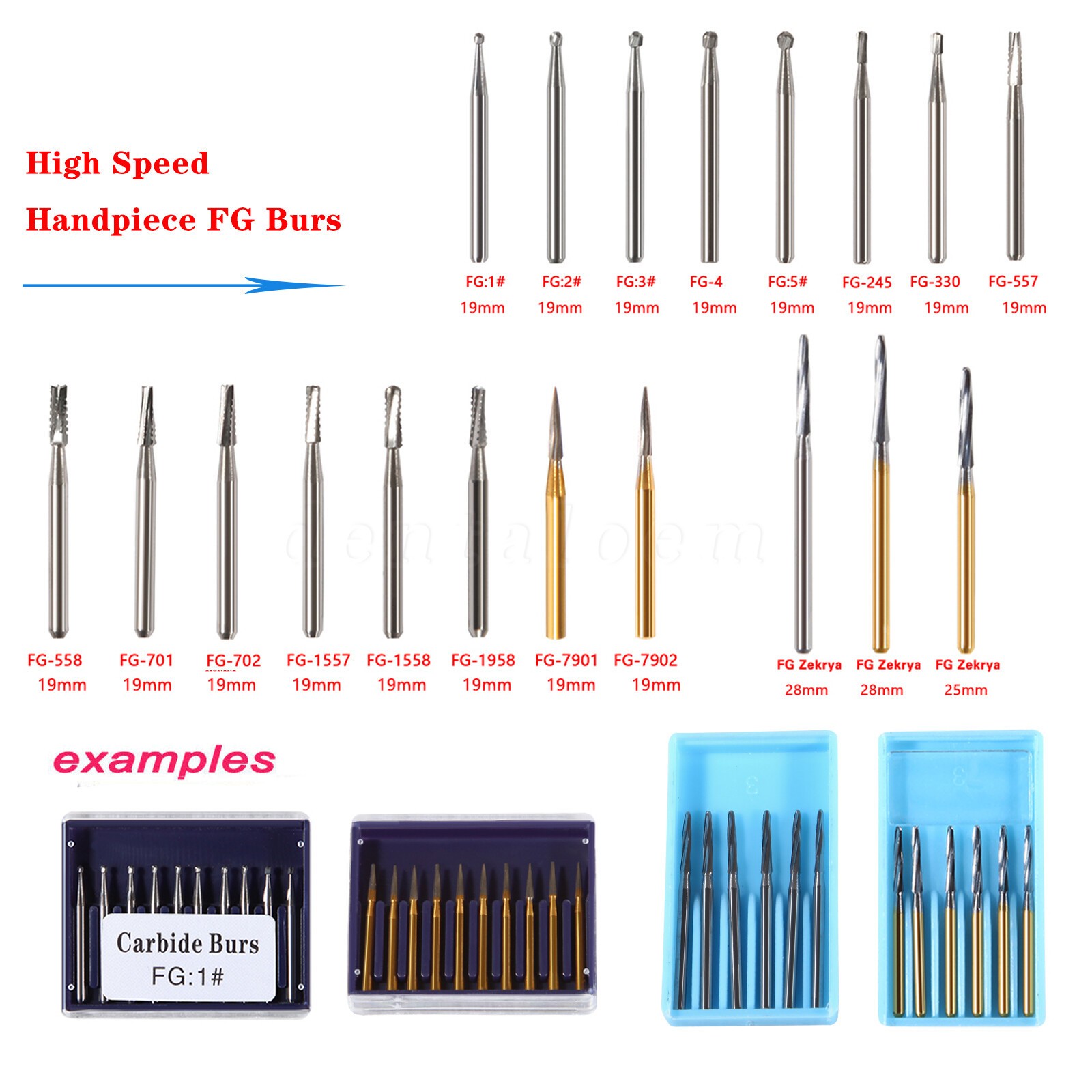 Round Carbide Dental Burs High Speed Handpiece Friction Grip Drill Bits