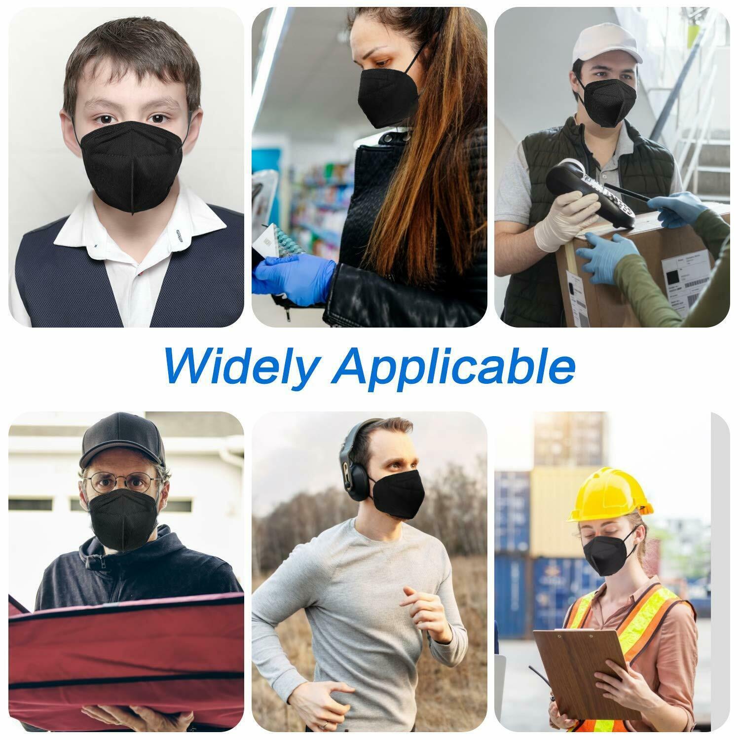 Healthy Shield Black KN95 Protective 5 Layer Face Mask BFE 95% Disposable 1000PC
