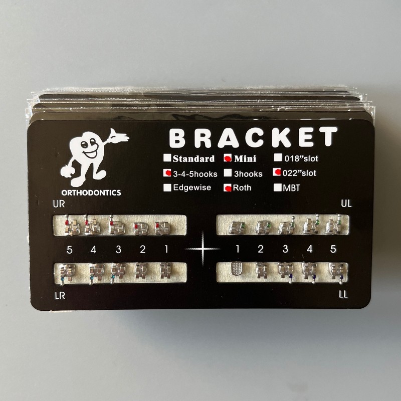 1-200Set Dental Orthodontic Metal MIM Monoblock Brackets Mini Roth 022 345 hooks