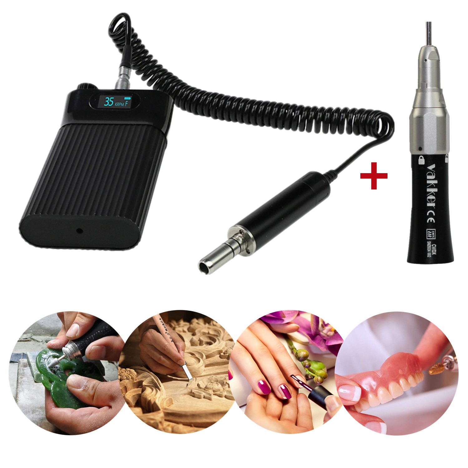 Vakker 35K rmp Dental Lab Brushless Portable Polish Micromotor Drill Unit E-type