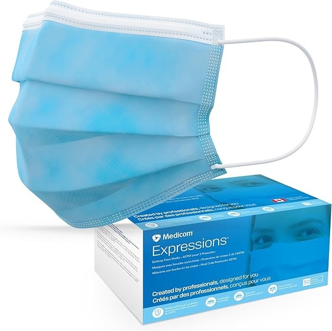 Medicom ASTM Level 3 Disposable Face Masks – Box of 50 ASTM Level 3, ≥98% BFE