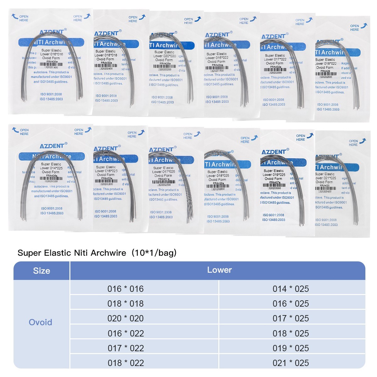 Dental Orthodontic Stainless Steel Natural Rectangular Arch Wire AZDENT 10PCS/PK