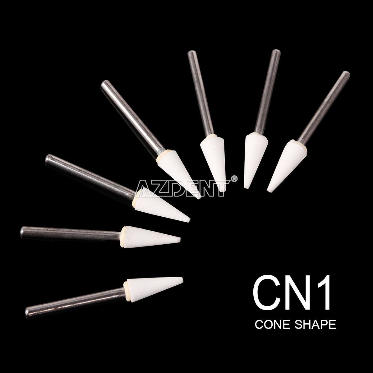 12Pcs Dental Cone Mounted White Stone Polishing Burs FG CN1 Abrasion Points Bur