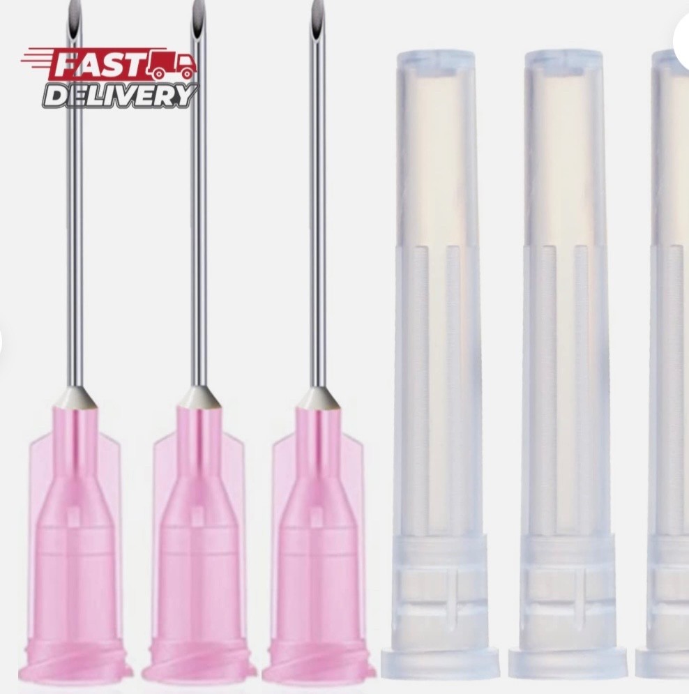 100 Pack 18Ga 1 Inch Sterile Disposable Injection Needle with Cap for Scientific