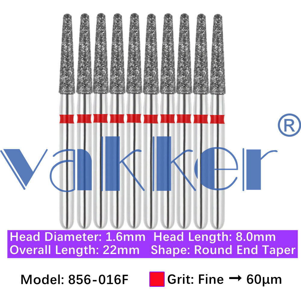 Vakker Dental Round End Taper FG Diamond Bur 856-016F Fine 10/pk