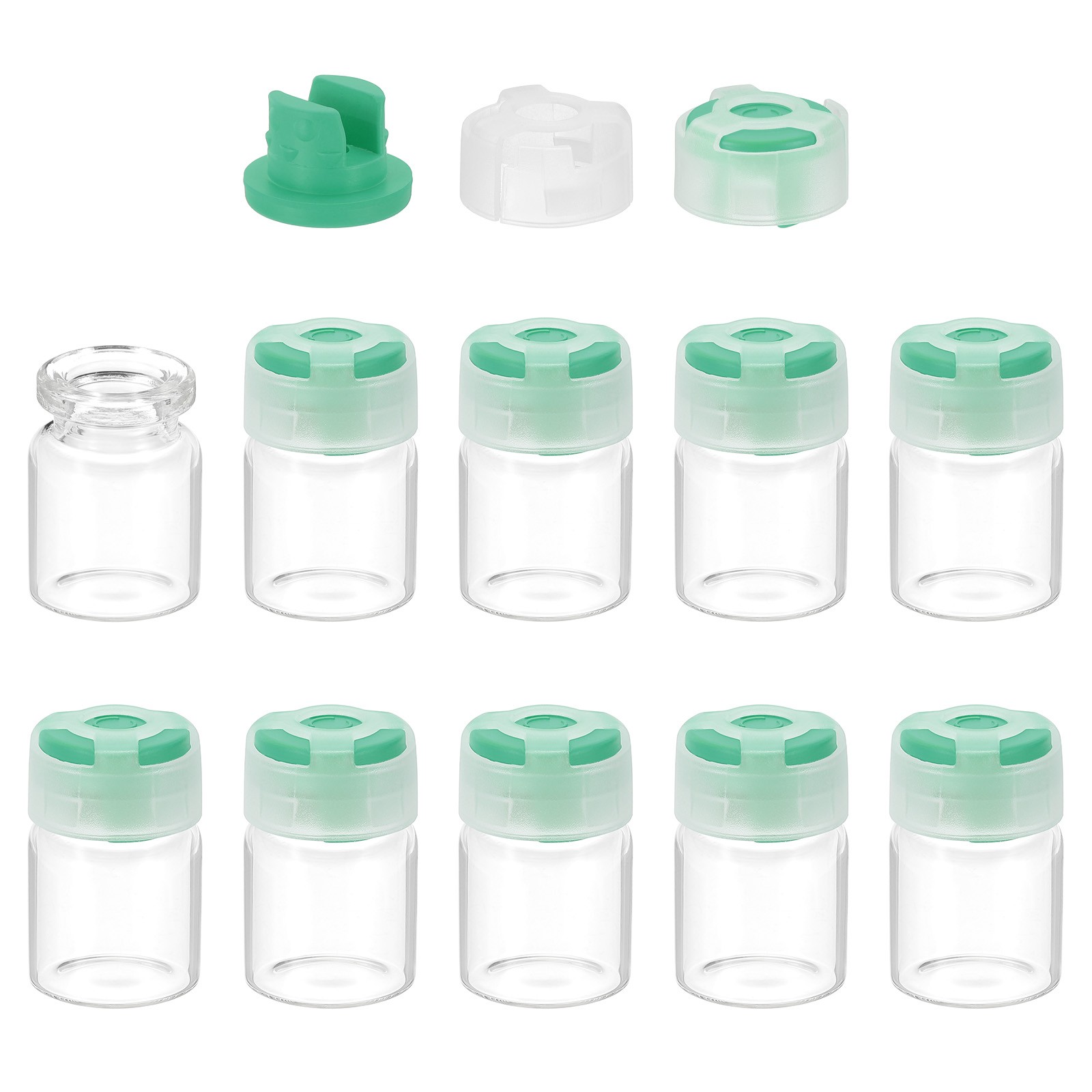 3ml Clear Glass Sample Vials, 10Pcs Small Liquid Bottles, Green