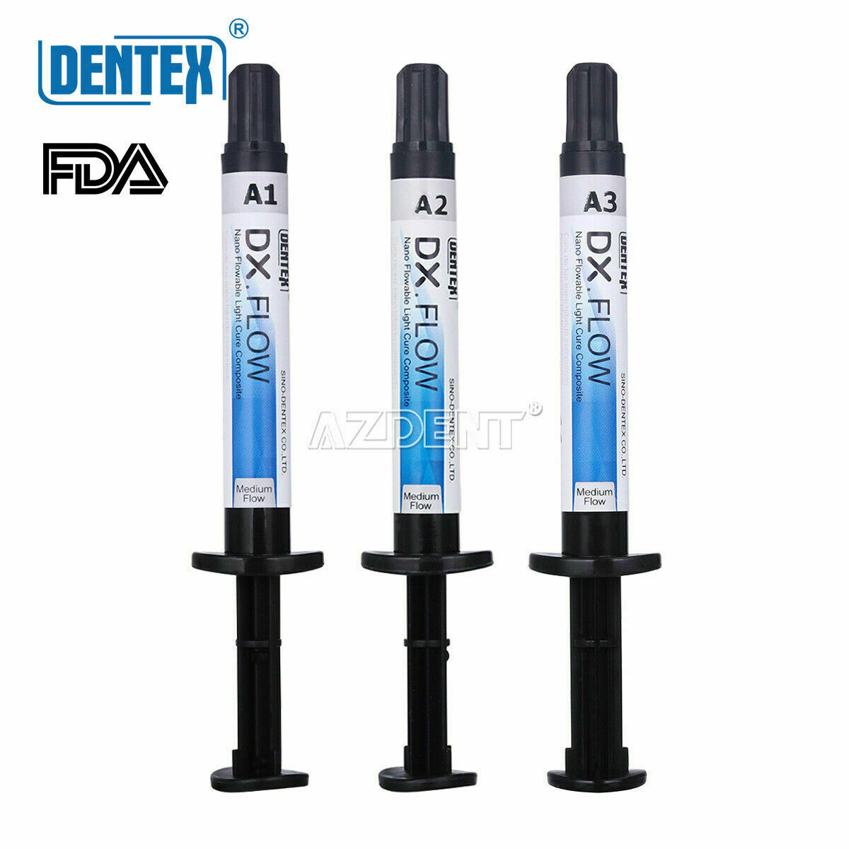 DENTEX Dental Flowable Light Cure Hybrid Composite Resin Medium Flow A1 3g/Kit