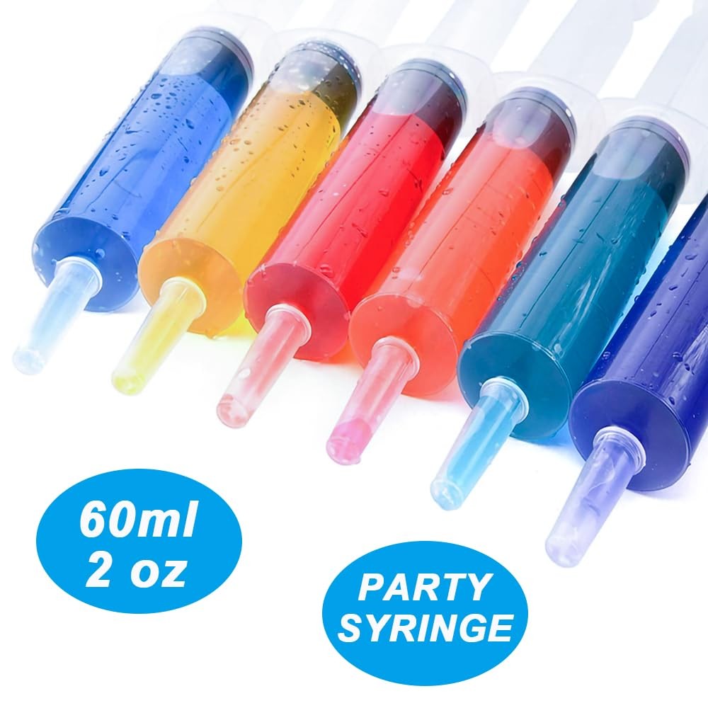 4 Pack 60mL Large Syringe for Liquid with Tip Cap, Plastic transparent