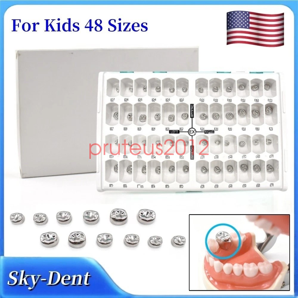 Dental Stainless Steel Primary Pediatric Pedo Molar Crowns Baby Kids Teeth Crown