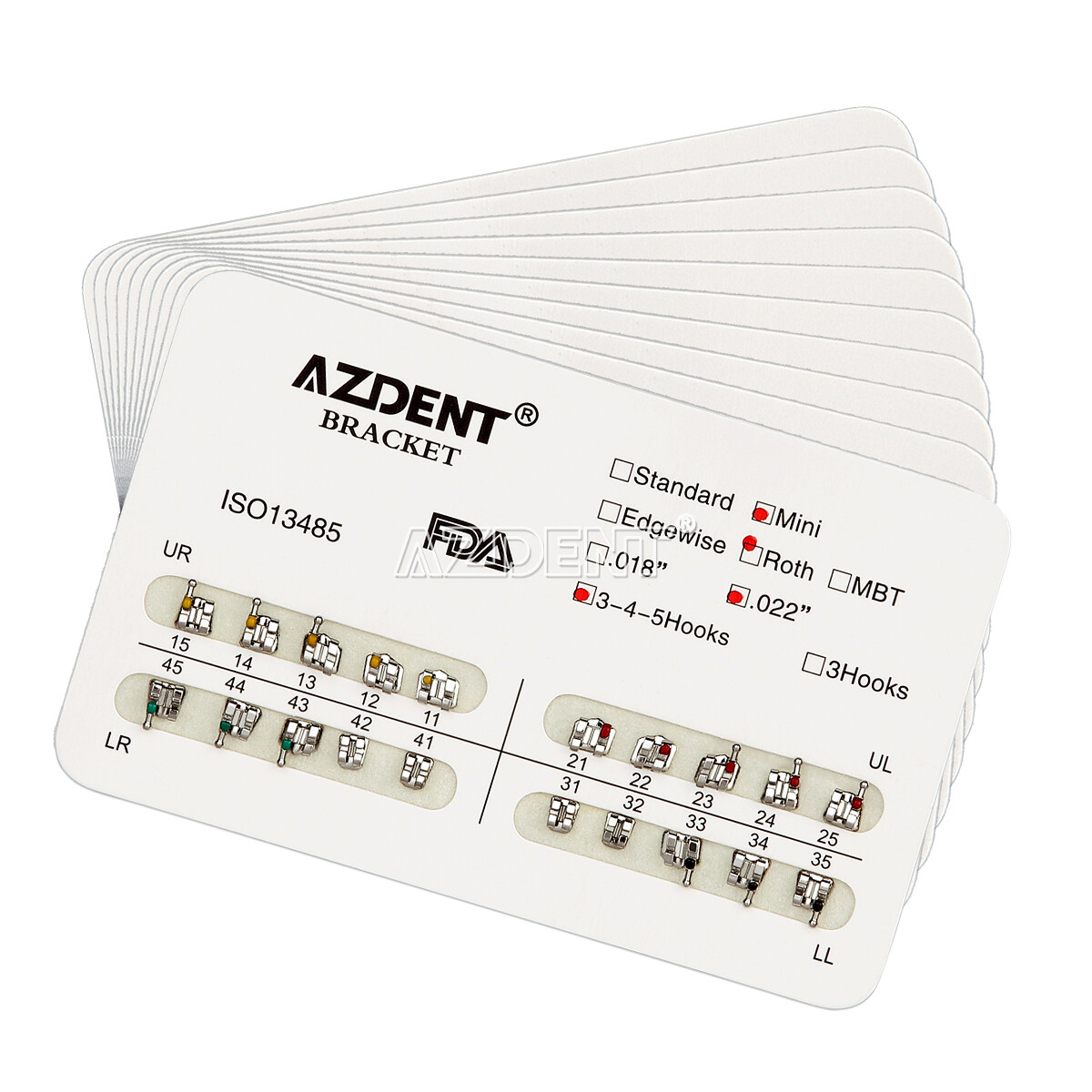 10X AZDENT Dental Ortho Brackets Mini/Standard MBT/Roth 022/018 Hooks 3 4 5