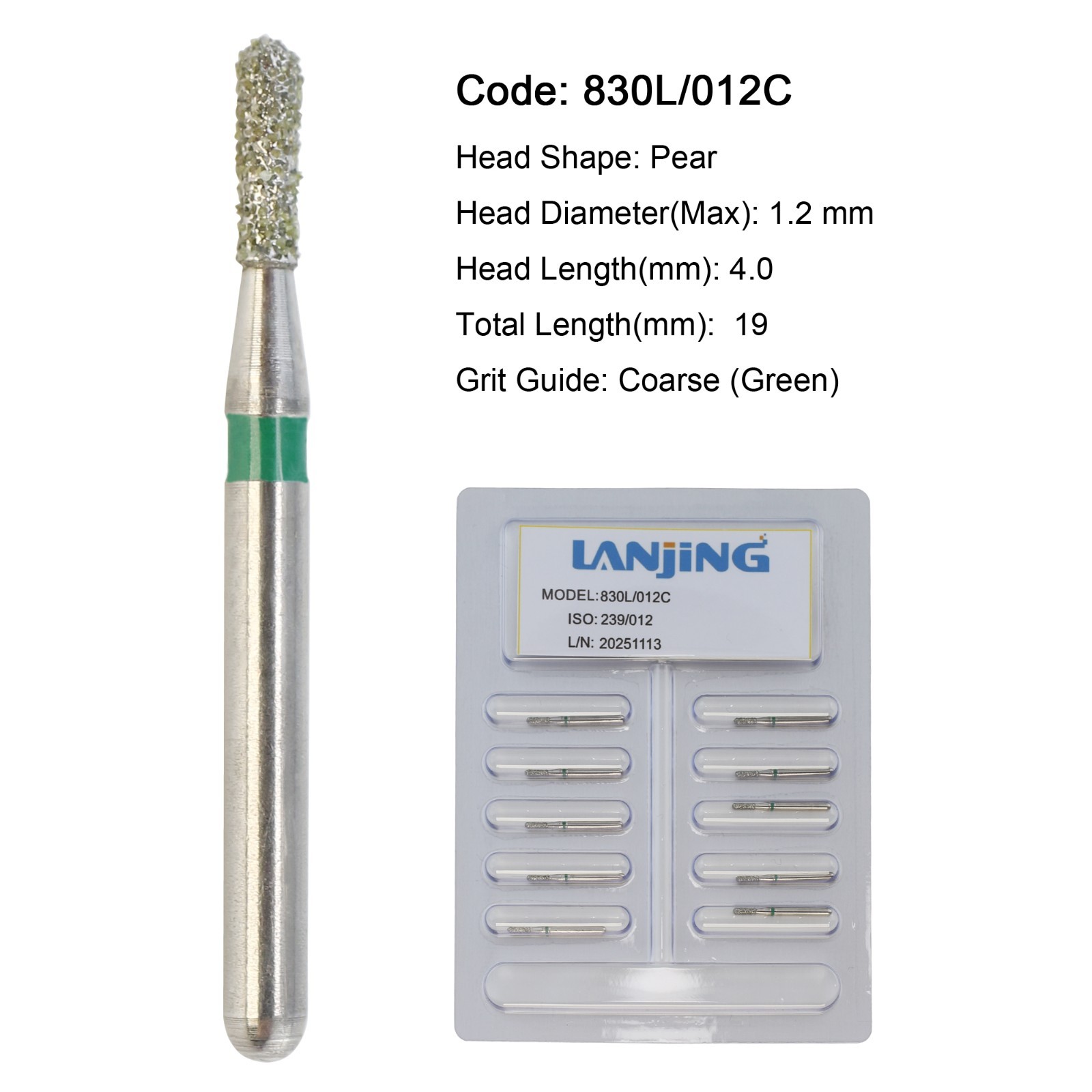 Dental Diamond Burs FG Surgical Long Round Taper High Speed Bur 850 856 Pear 330