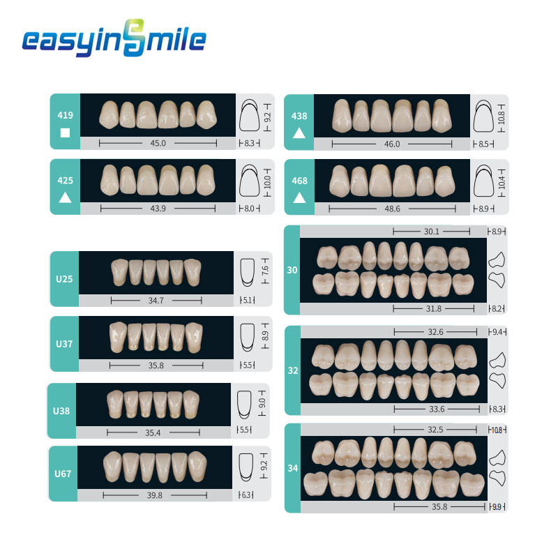 84/96 Dental Synthetic Resin Teeth Full Set /Anterior /Posterior Shade A1/A2/A3