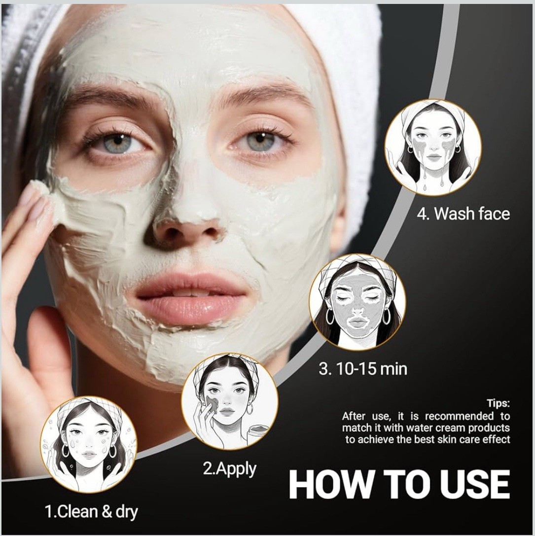 Clay Mud Face Mask Purifying Kaolin Clay Blackhead Oil Remover Detoxify 10.58oz