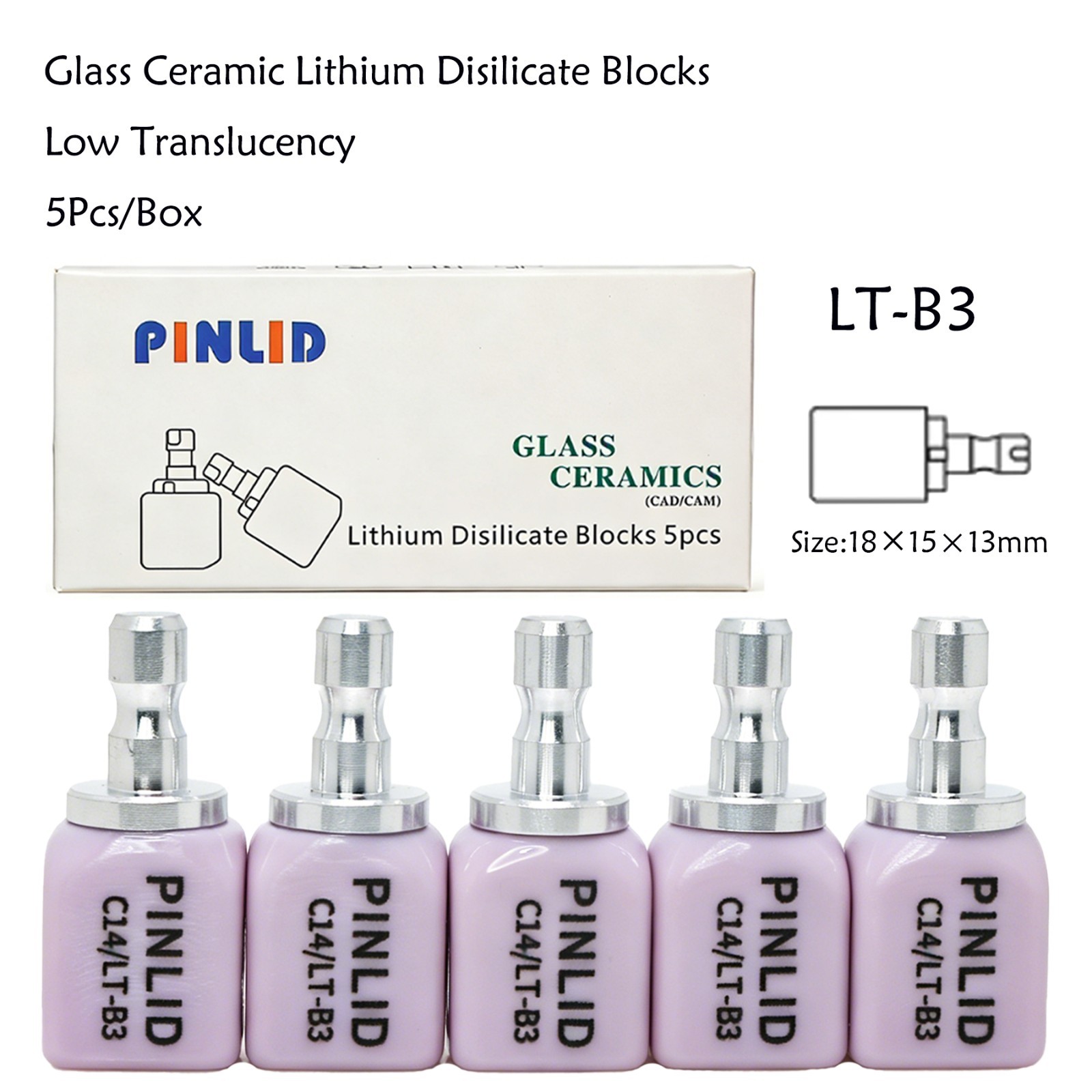 5PCS C14 Dental Emax Glass Ceramic Blocks Lithium Disilicate CAD/CAM CEREC Block