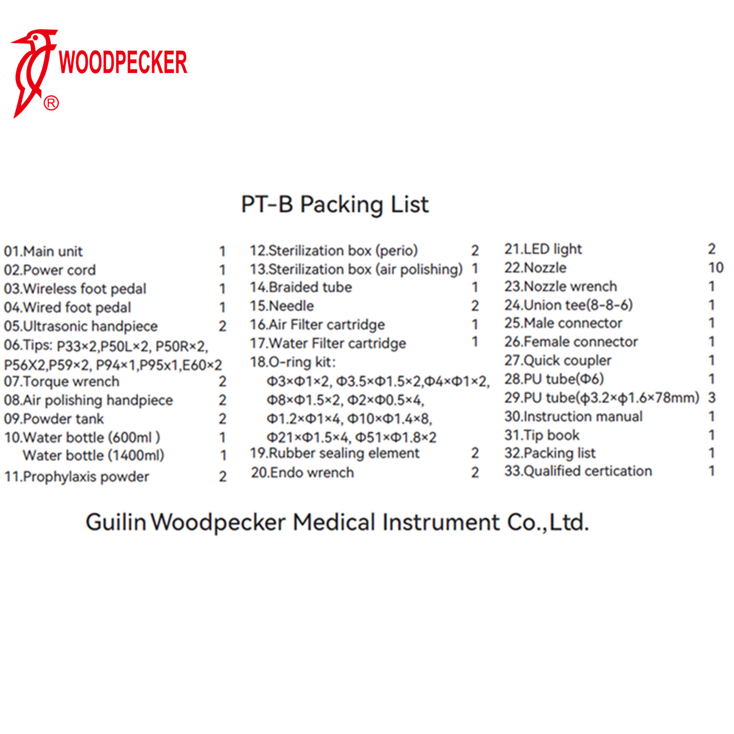 Woodpecker PT-B Dental Air Polisher & Ultrasonic Scaler w/ Wireless Foot Pedal