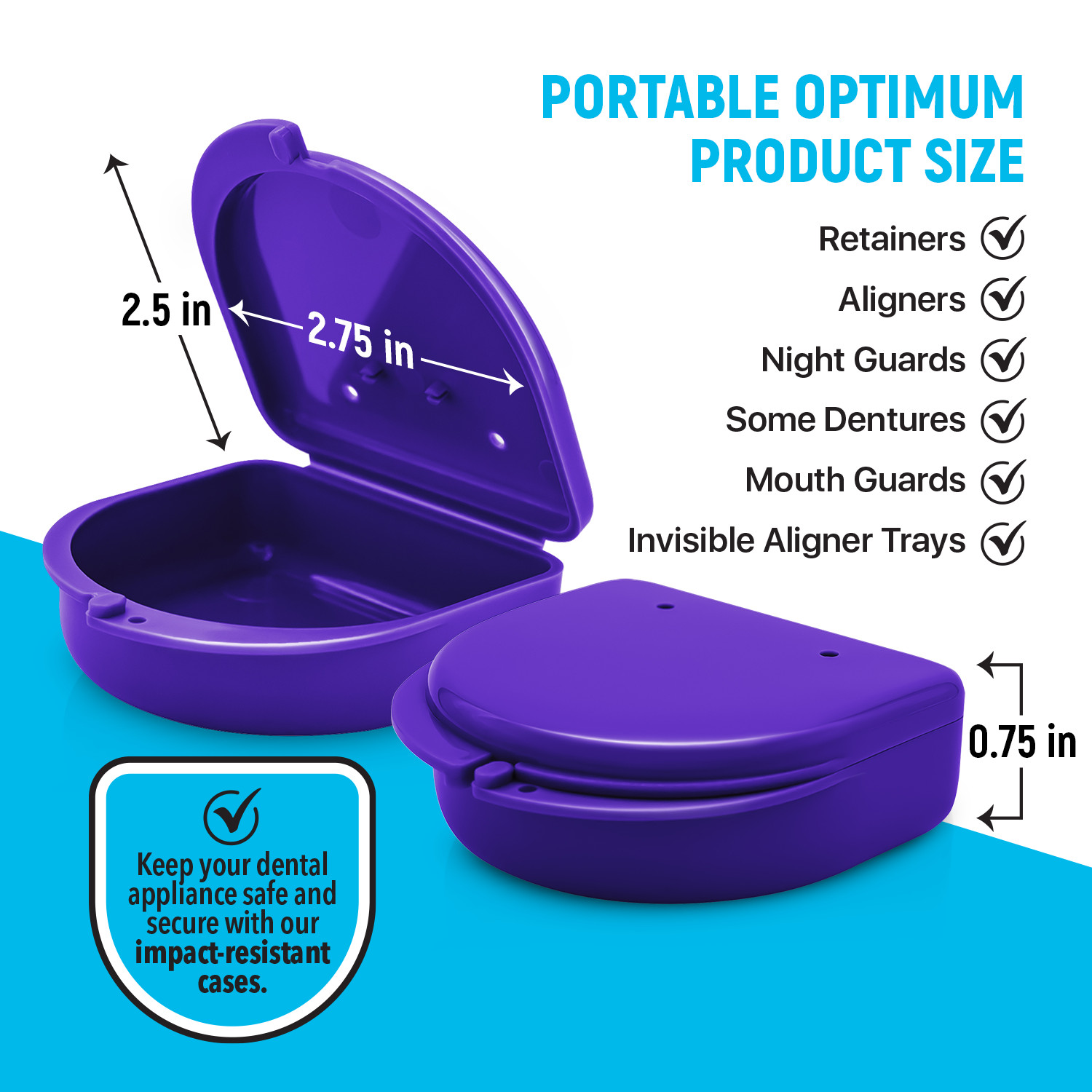 10PK Retainer Case, Denture Storage Box, Mouthguard Container, Aligner Case