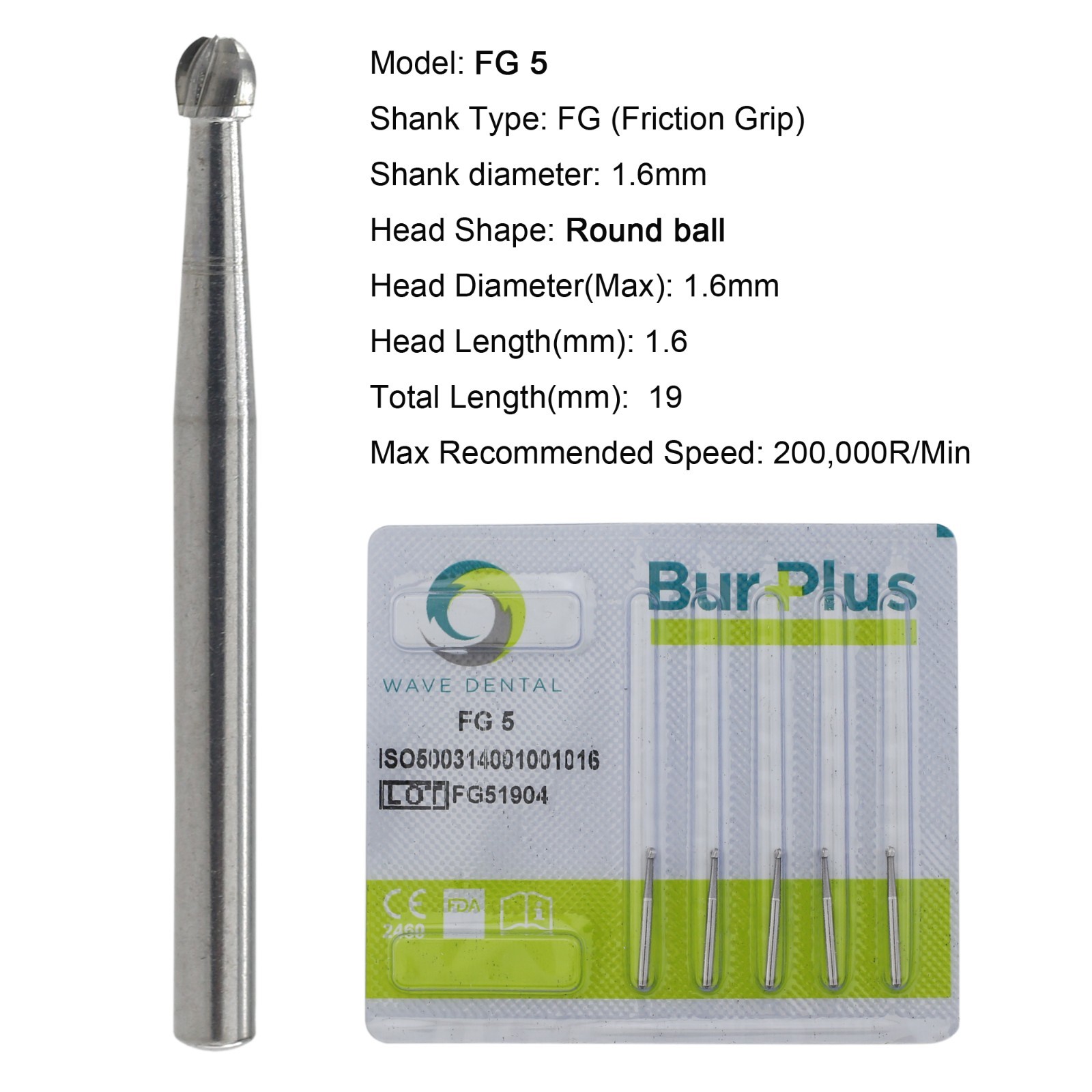 Wave Dental Carbide Burs FG 19mm High Speed Surgical 25mm FG SURG 330 557 702 6