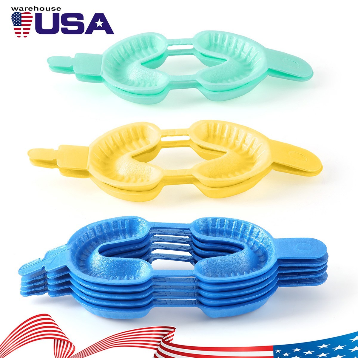 50Pcs/Pack Disposable Dental Fluoride Trays Dual Arch Tray for Gel Foam S/M/L