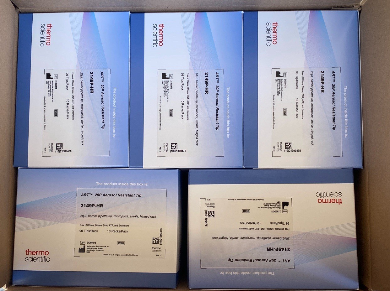 Thermo Scientific 2149P-HR ART 20P Barrier Pipette Tips Hinged Racks Full Case
