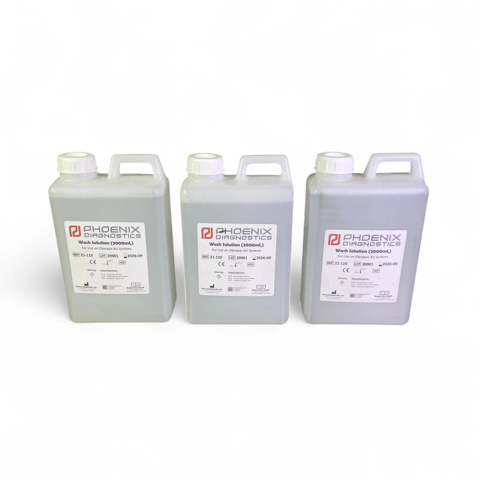 Phoenix Diagnostics 3x 2000mL Wash Solution for Olympus AU Systems 21-110 (BO!)
