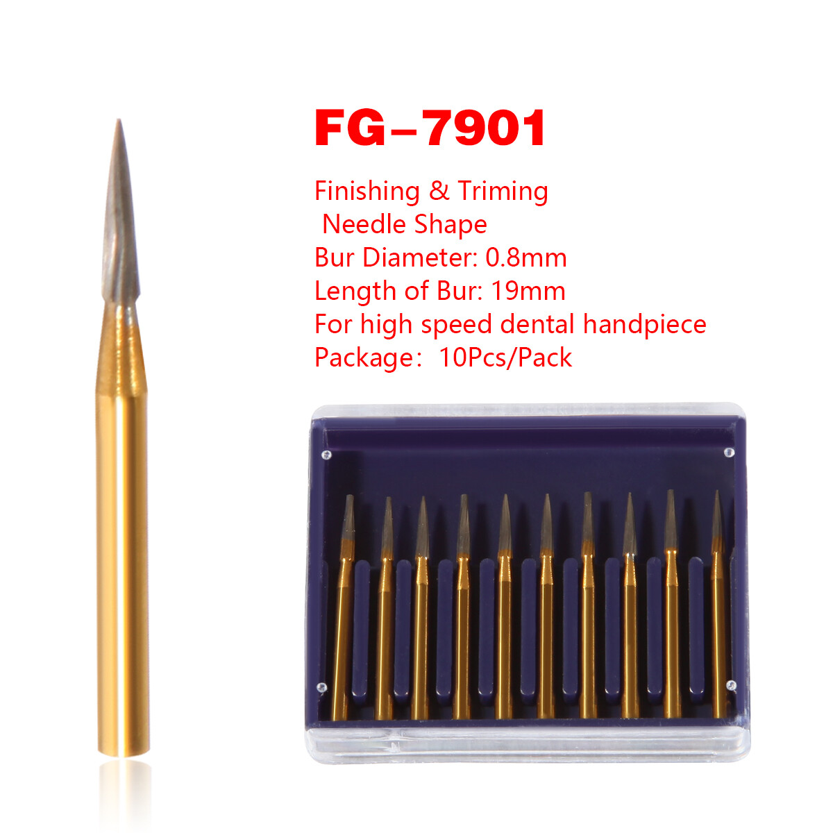 10 Pcs Dental Tungsten Carbide Trimming & Finishing Burs Drill Smooth FG 7901