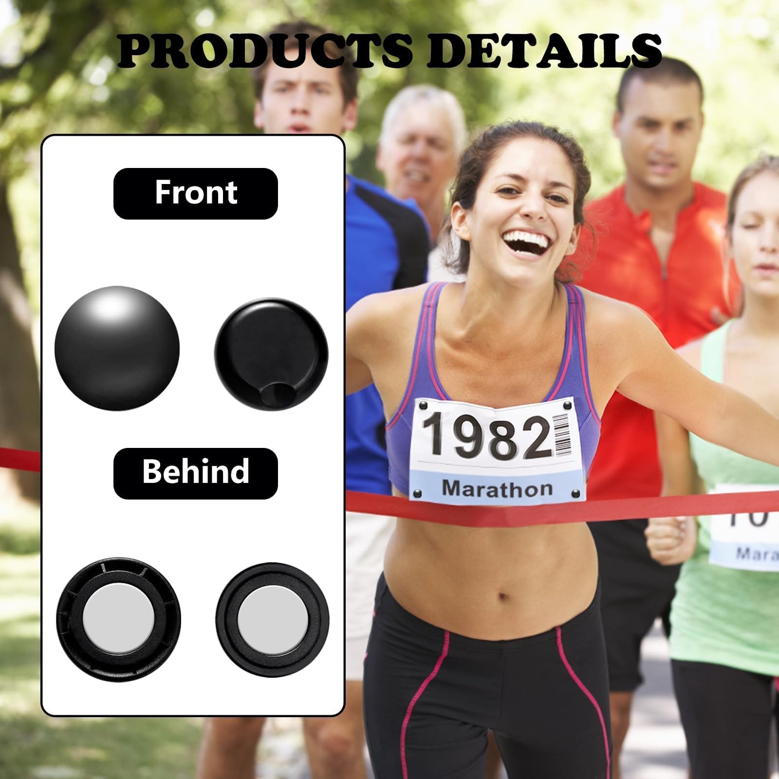 12Pcs Marathon Running Bib Clips Number Holder Race Black white green