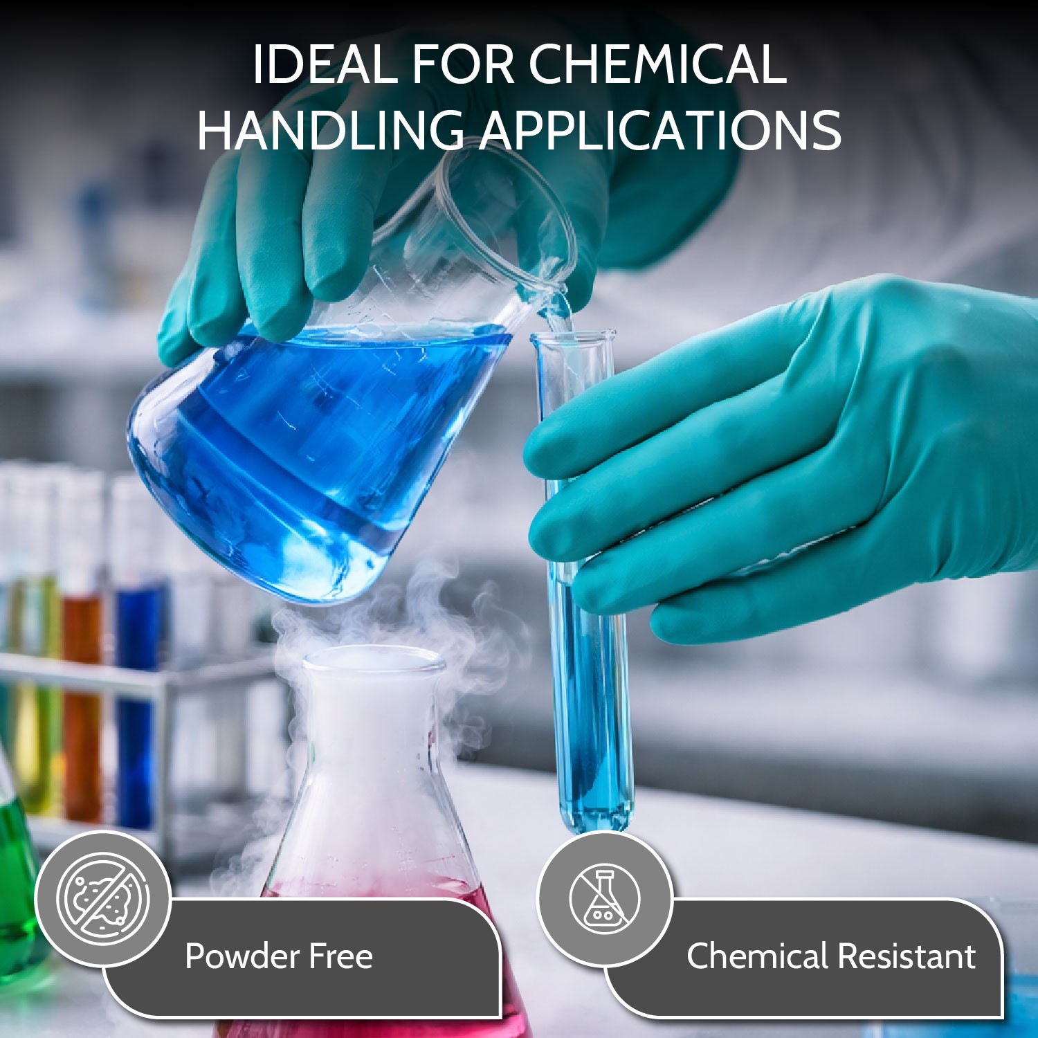 11 Mil Reusable Green Nitrile Gloves Chemical Resistant Diamond Textured