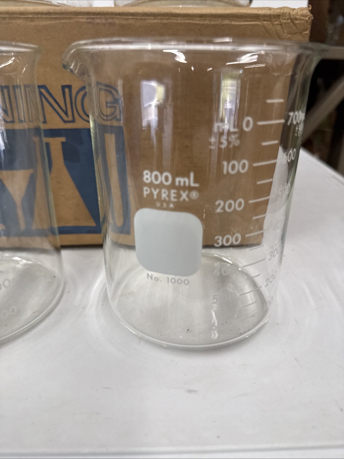 Vintage 6pc Pyrex Beaker Glass 1000mL Measuring Cup Lab Grade No. 1000