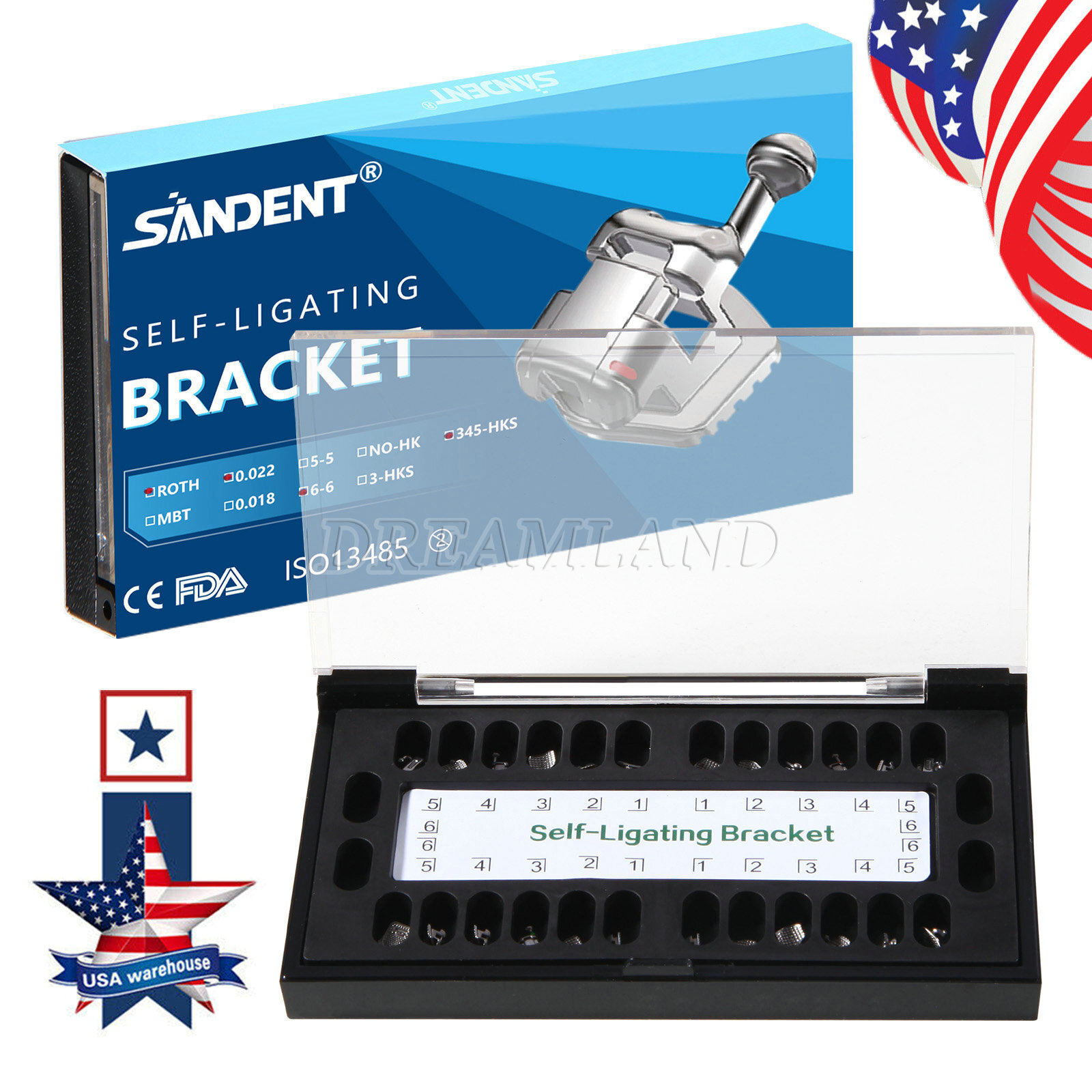 Dental orthodontic Self-ligating bracket Braces MINI ROTH.022 Hook 345