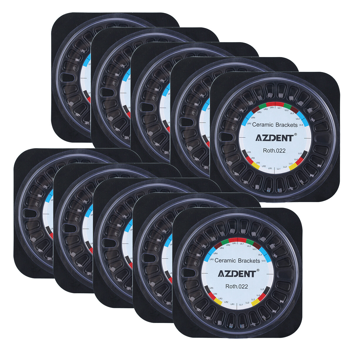 AZDENT Dental Orthodontic Ceramic Brackets Braces Roth.022 Hooks 3 4 5