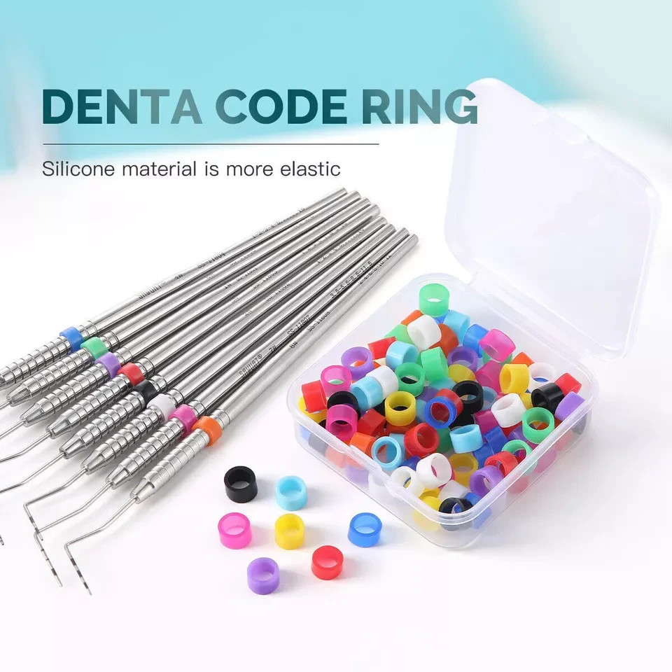 100 Pcs/Box Dental Instrument Hygienist Silicone Color Code Ring Band Circle L/S