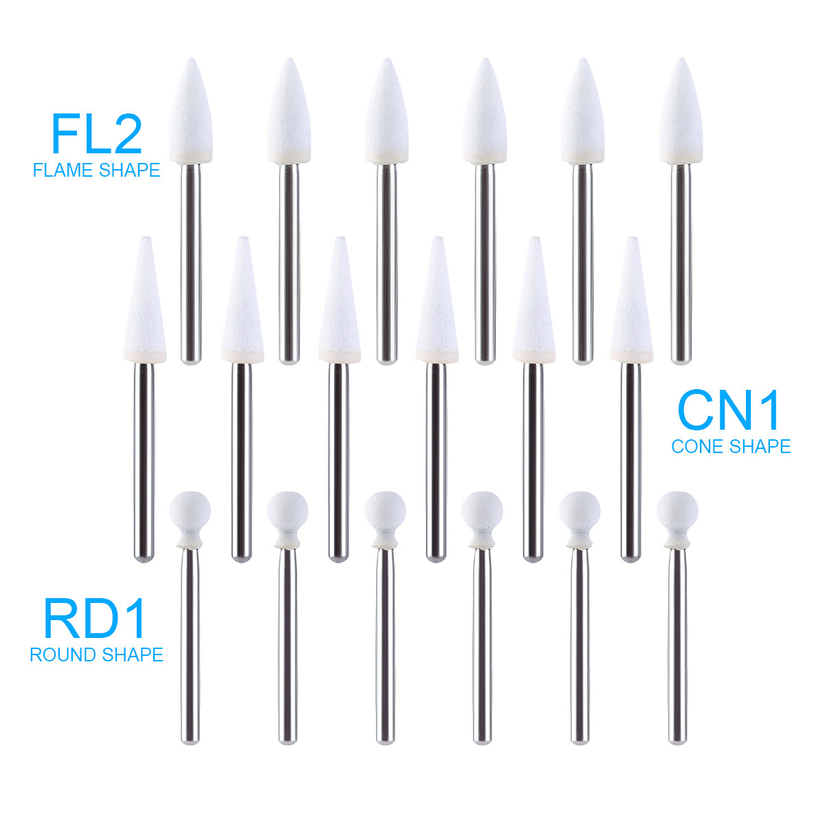 Dental White Stone Porcelain Resin Polishing Burs FG /Composite Finishing Burs