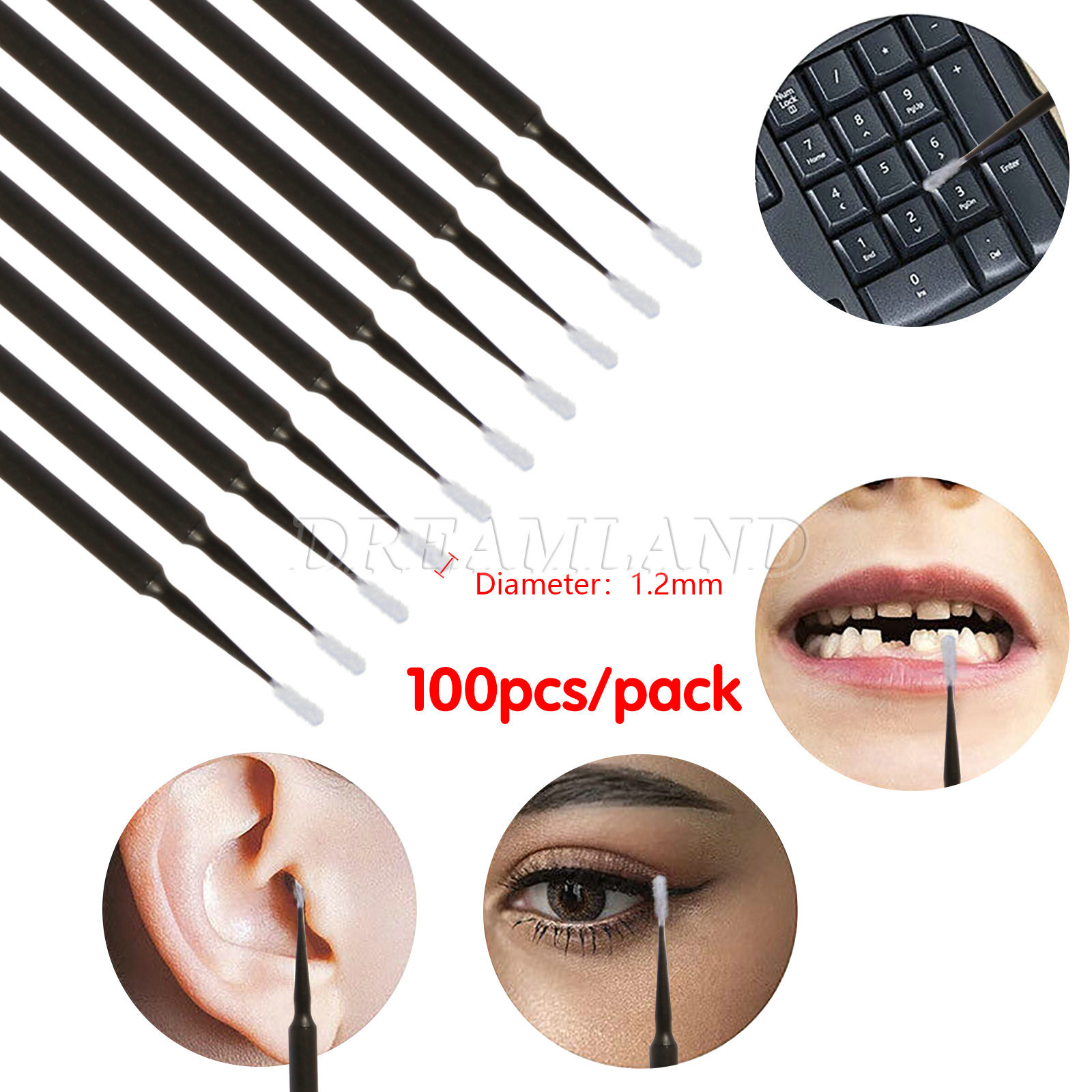 100Pcs Sale Swabs Disposable Mini Applicator Brush Stick Eyelash Extension Eye