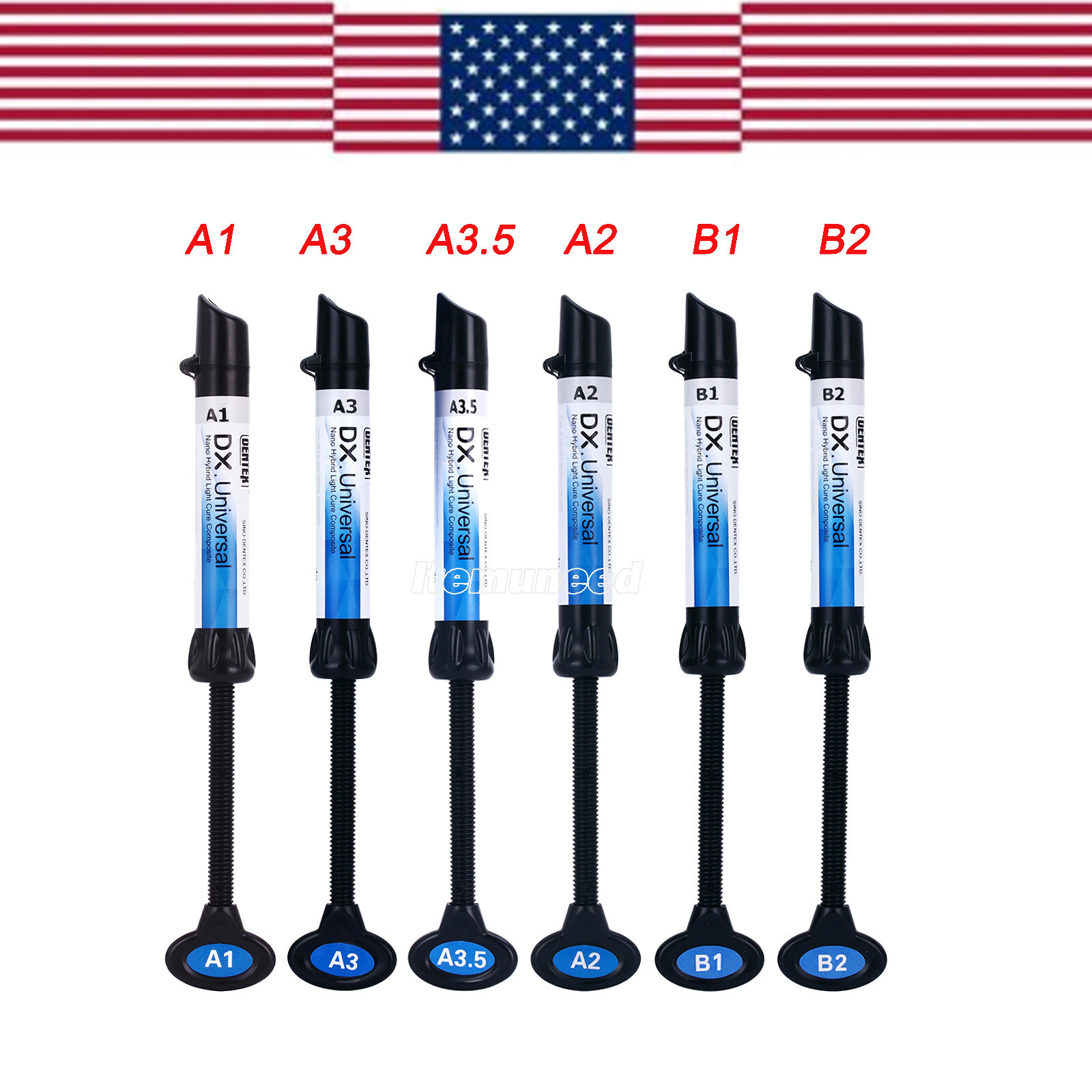 Dentex Dental Curing Light Type Composite Resin Shade A1 A2 A3 A3.5 B1