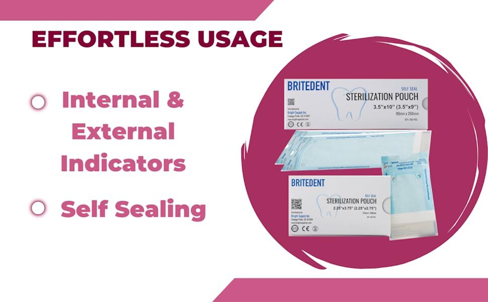 Self Seal Sterilization Pouches – Autoclave Sterilizer Bags 2.25″x 5″ Tattoo