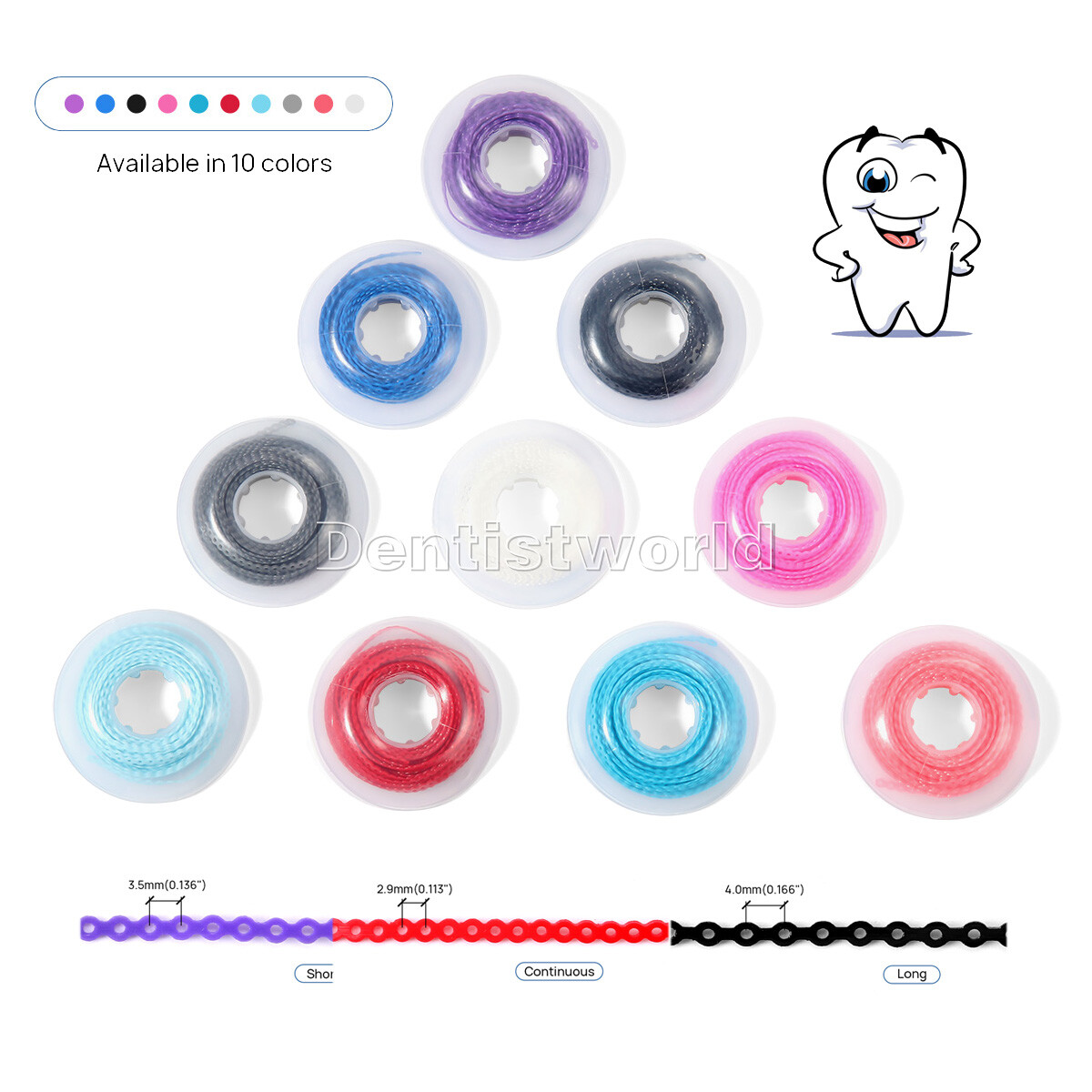Dental Power Chains Ortho Elastic Ultra Spool Closed/Short/Long For Wire Braces