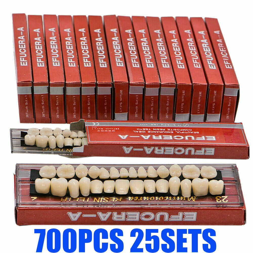 700Pcs Denture Shade A2 23# Acrylic Resin Dental False Teeth Upper Lower Full US