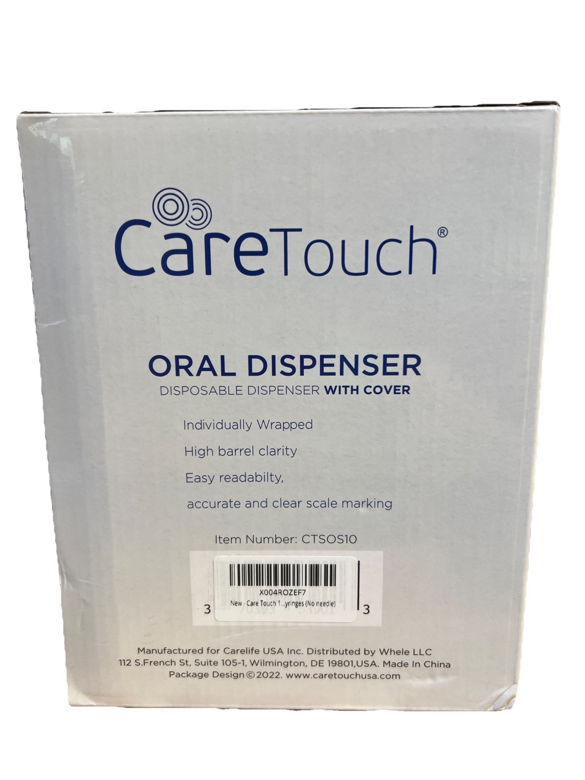 CareTouch Oral Dispenser – disposable dispenser wit cover – 100 syringes